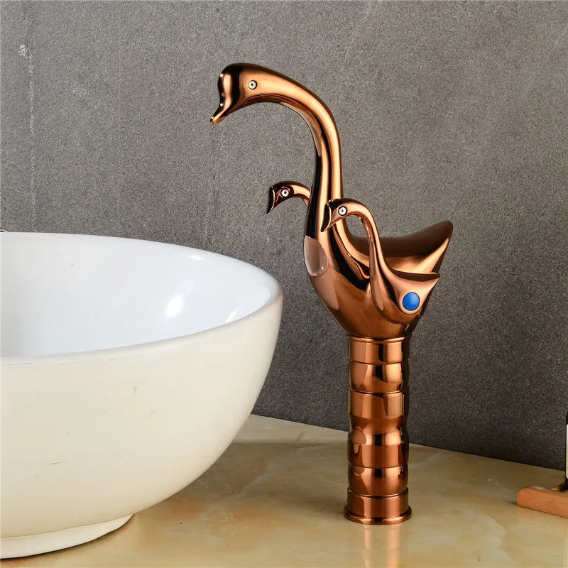 Basin Faucet Gold/Rose Gold Bathroom Sink Faucet Double