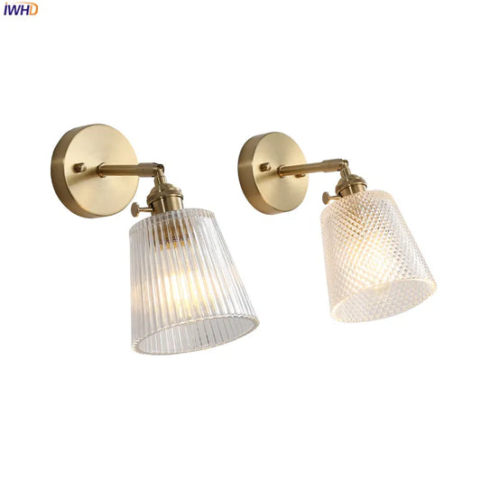 Iwhd Janpan Copper Glass Led Wall Light Fixtures