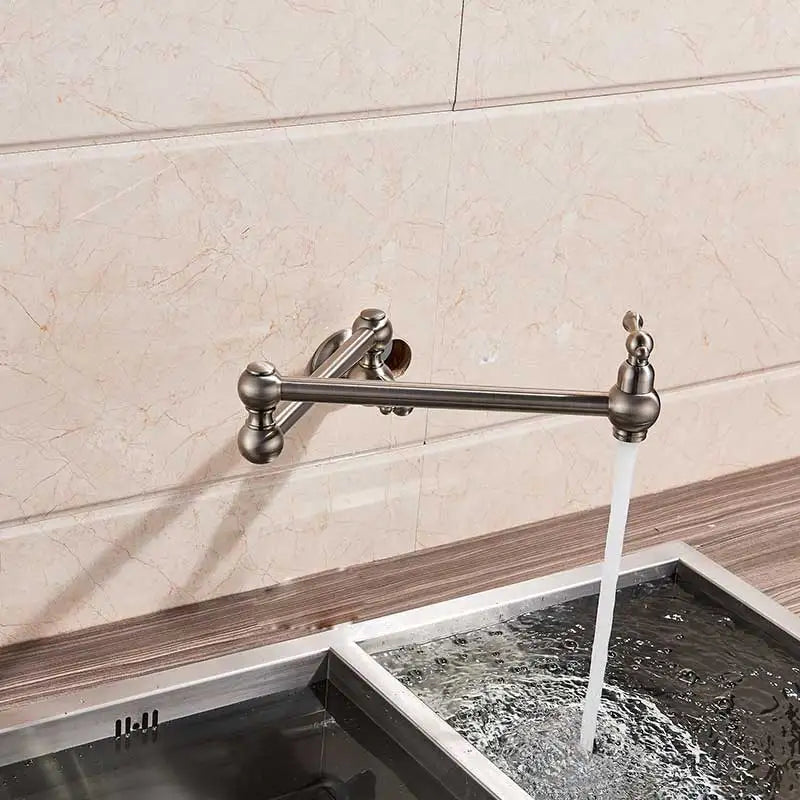 Brushed Gold Faucet Wall Mount Bathroom Basin Faucet