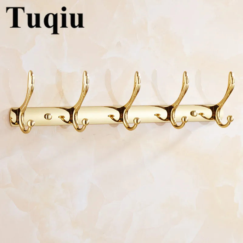 Wall Mounted Gold/Chrome/Rose Gold Clothes Hat Hook Row