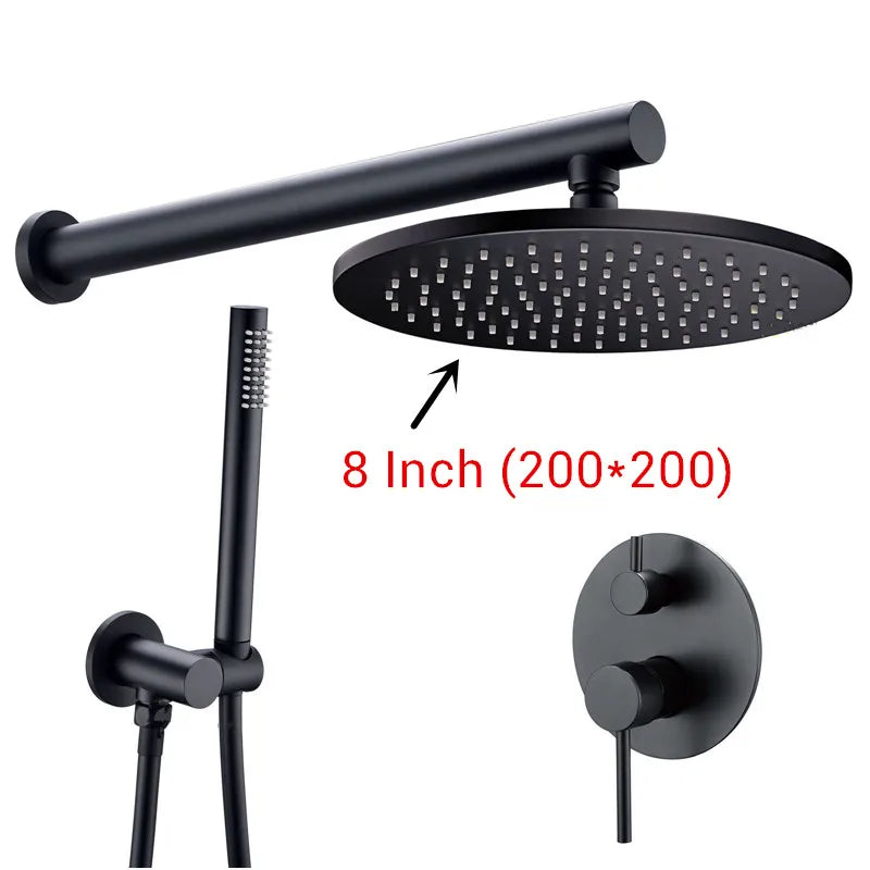 Black Shower System Bathroom Faucet Mixer Diverter Tap