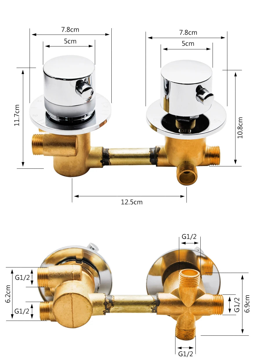 2/3/4/5 Way Output Brass Shower Valve Mixer Thermostatic