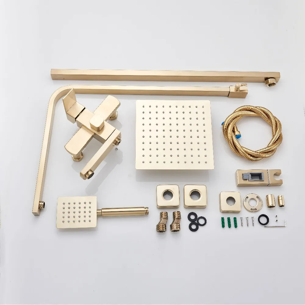Brushed Gold Shower Faucet Bathroom Wall Stainless Steel