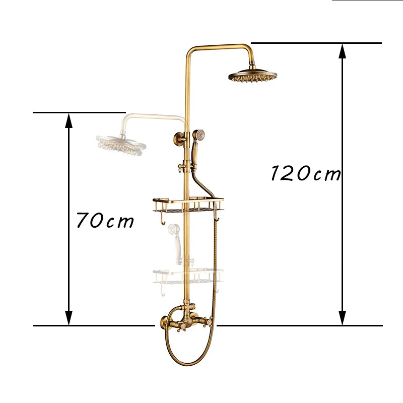 Shbshaimy Antique Brass Bathroom Shower Wall Mounted Rainfall