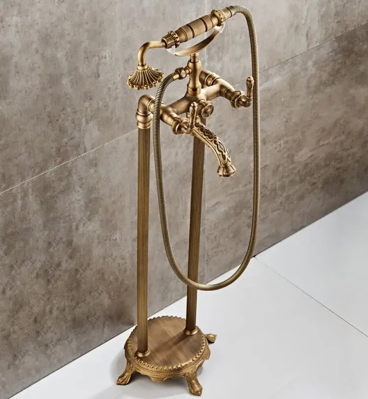 Luxury Antique Brass Bathroom Floor Mounted Standing Bathtub