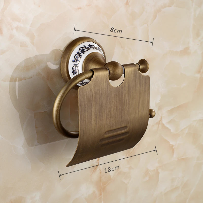 20-Piece Antique Brass Wall Mounted Bathroom Hardware Toilet