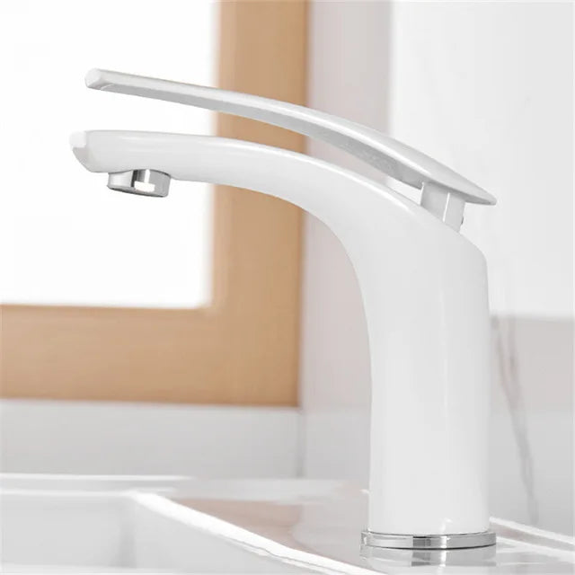 Bathroom Basin Faucet White Black Solid Brass Specail