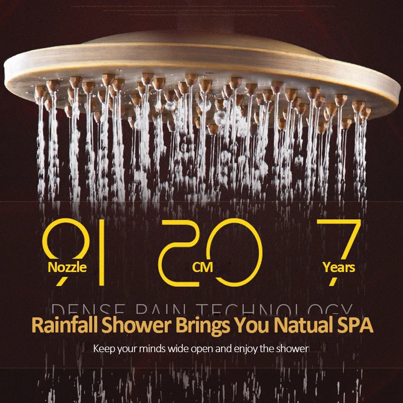 Quyanre Antique Brass Shower Faucets Wall Mount Antique