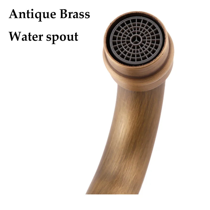 Luxury Retro Bathroom Sink Faucet Antique Brass Basin