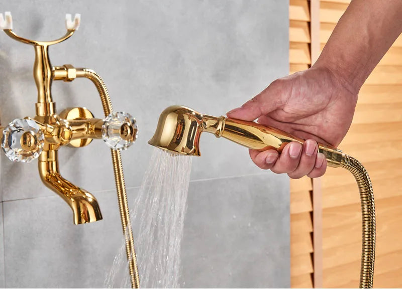 Rozin Retro Style Brass Bathtub Shower Faucet Dual