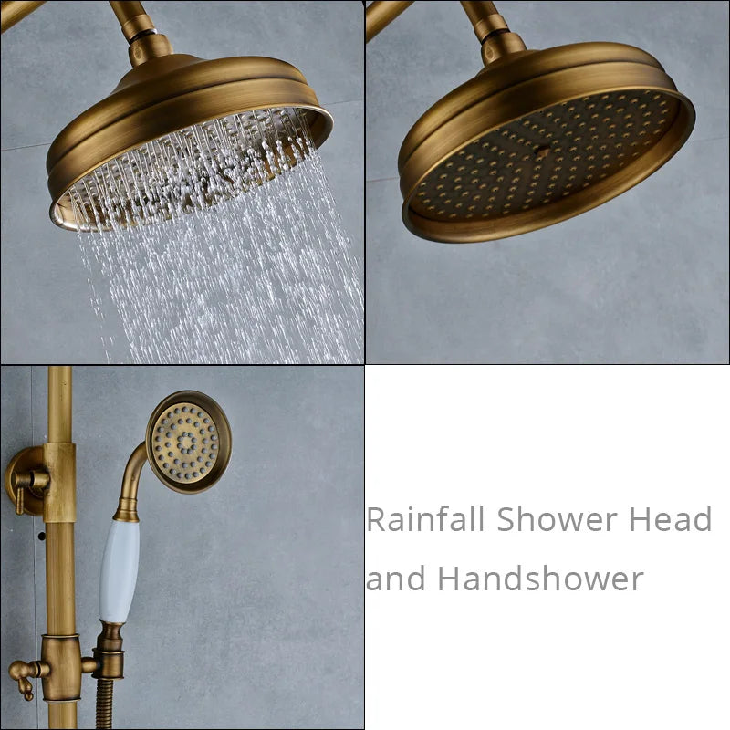 Antique Brass Shower Faucet Handle Bathroom Faucets Wall