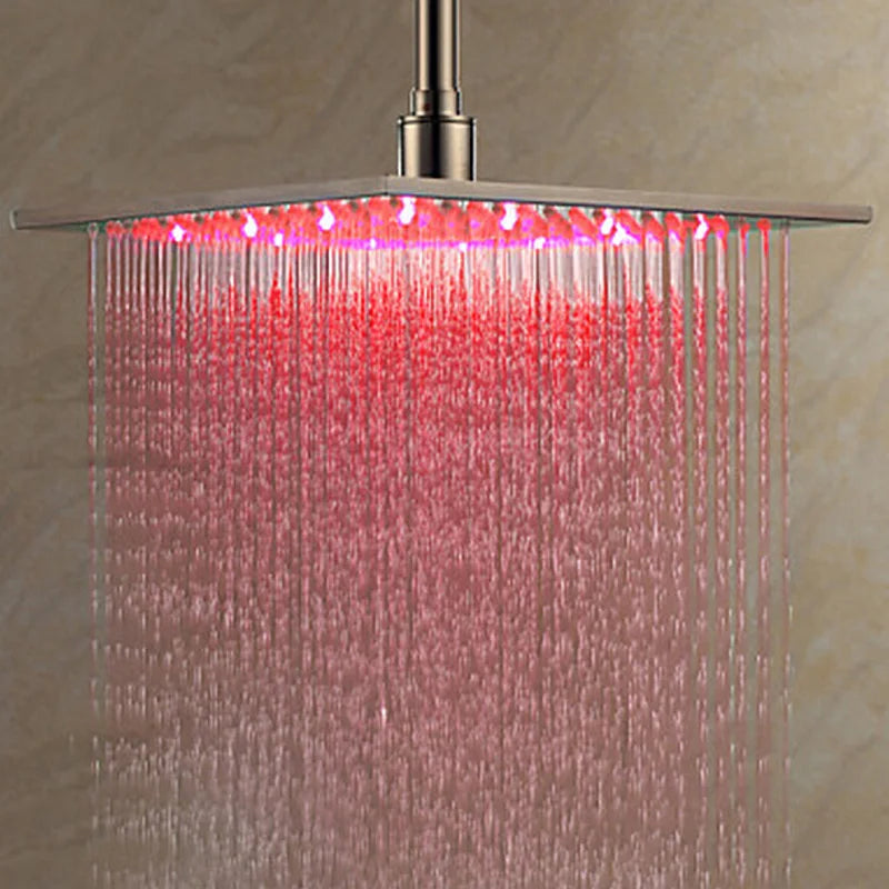 Black Rainfall Shower Head Led Light 16 Large
