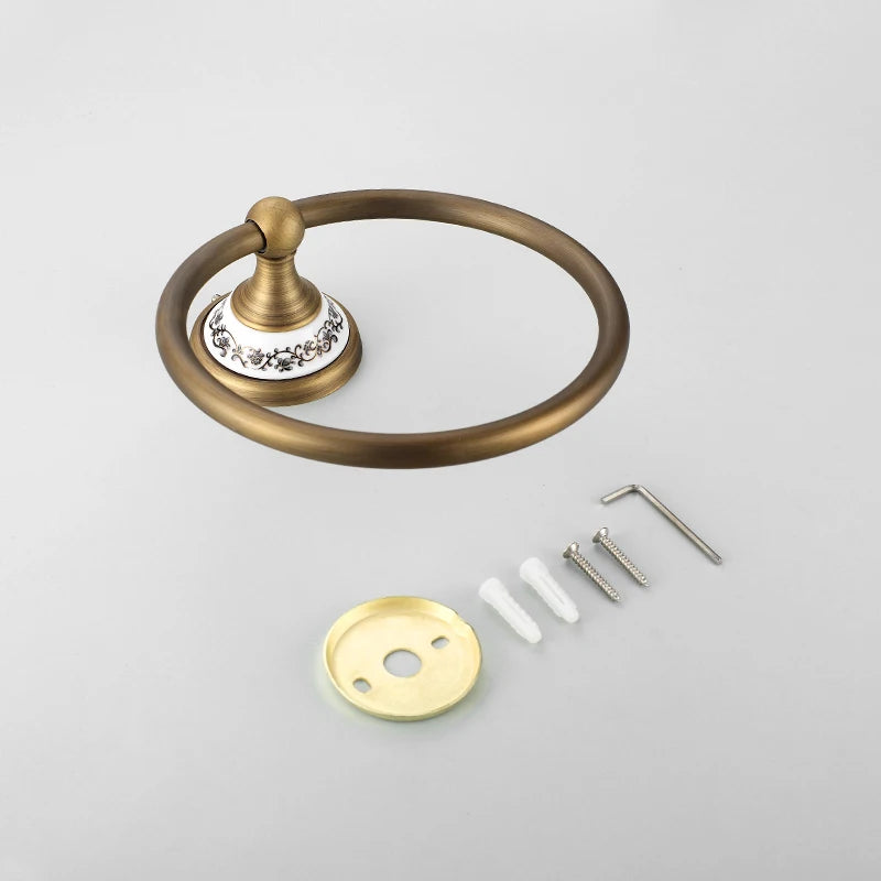 20-Piece Antique Brass Wall Mounted Bathroom Hardware Toilet