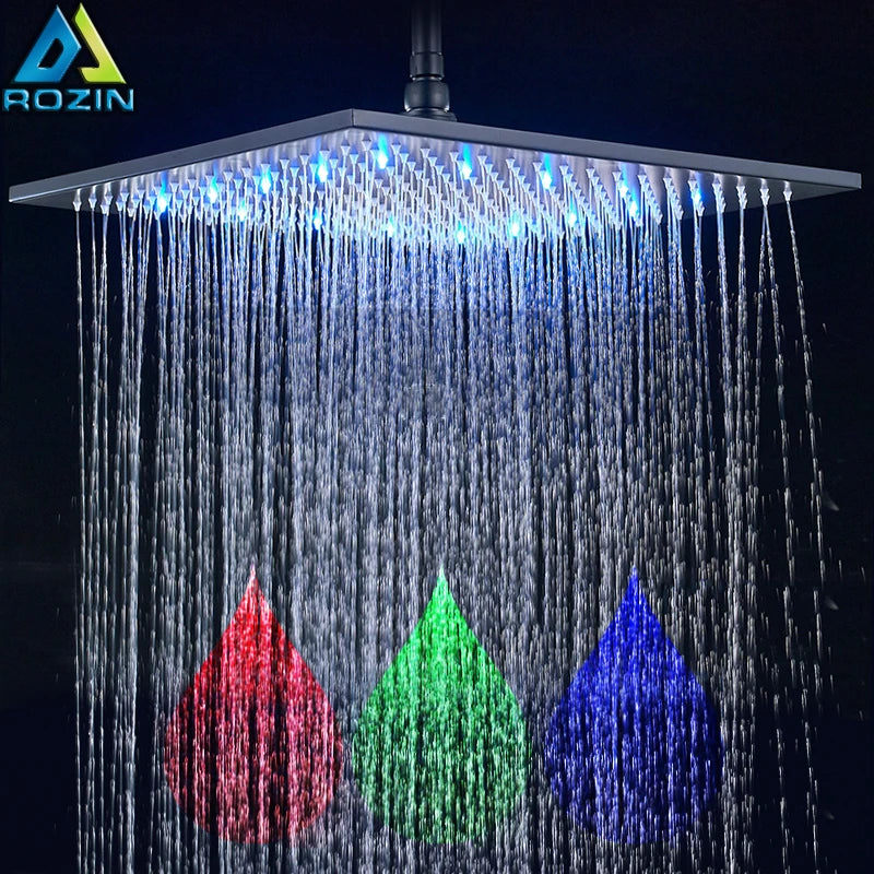 Matte Black 16 Inch Rainfall Shower Head Brass