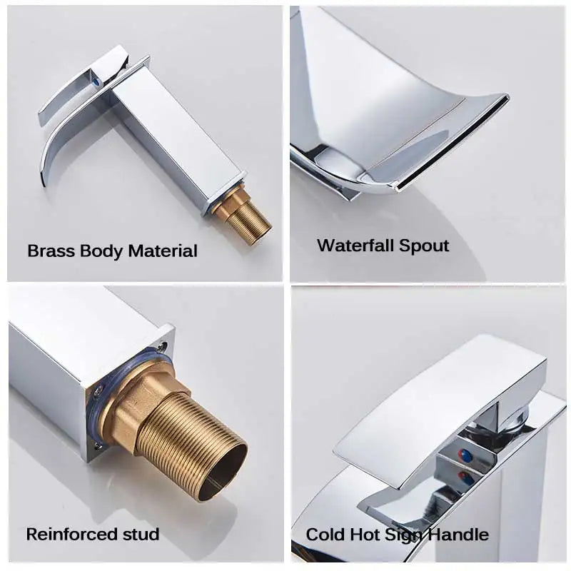 Retail Waterfall Bathroom Basin Faucet Chrome Deck Mount