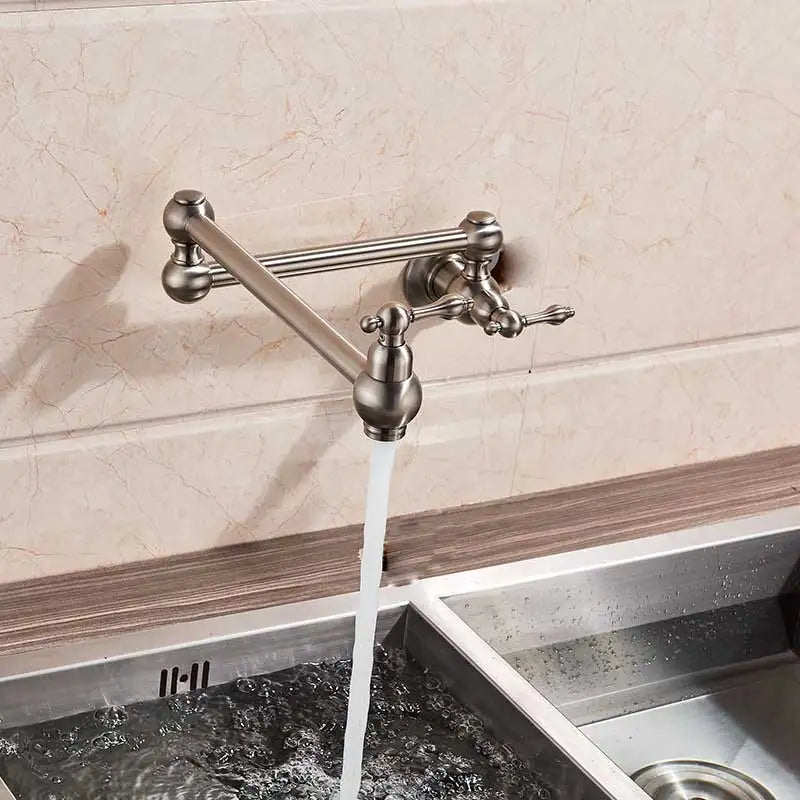 Brushed Gold Faucet Wall Mount Bathroom Basin Faucet