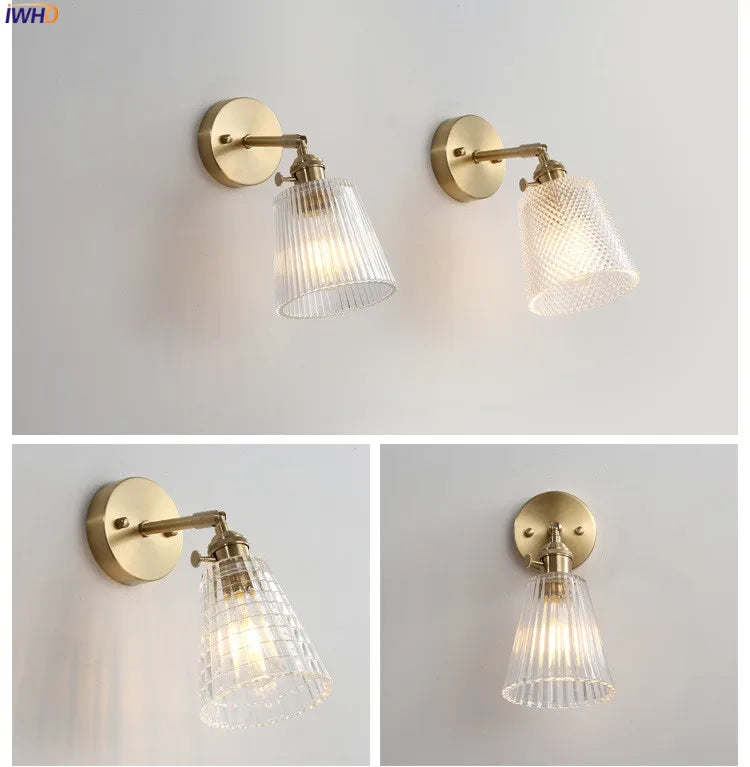 Iwhd Janpan Copper Glass Led Wall Light Fixtures