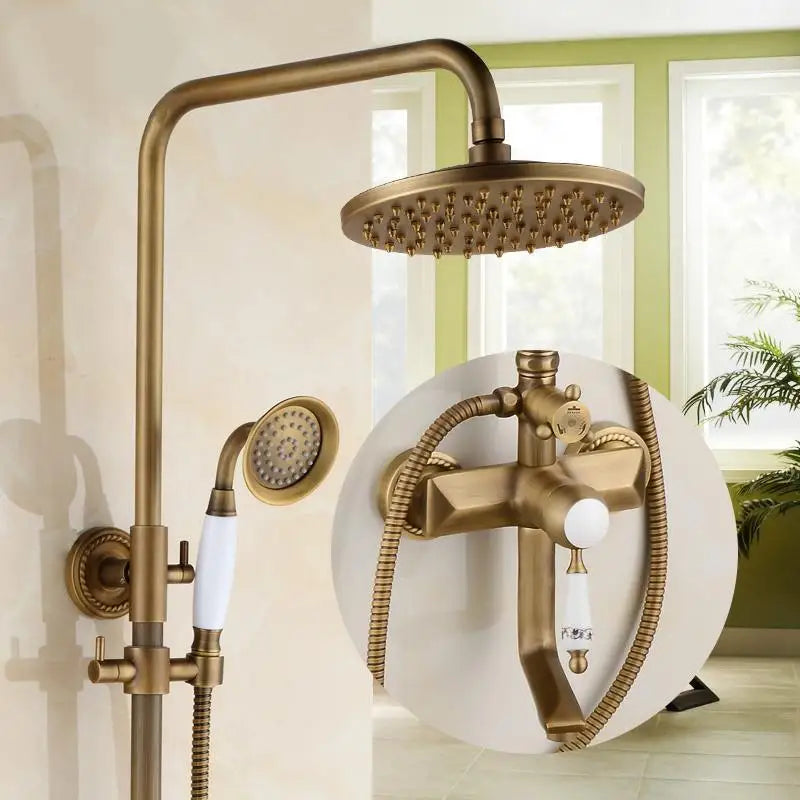 Bathroom Rain Shower Antique Bronze Wall Mounted Bath