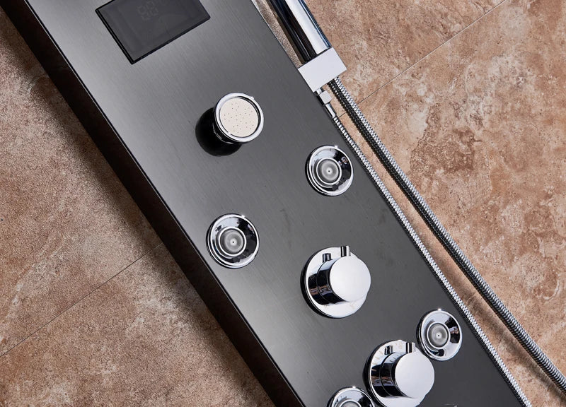 Luxury Led Shower Column Faucet Brushed Nickel Spa