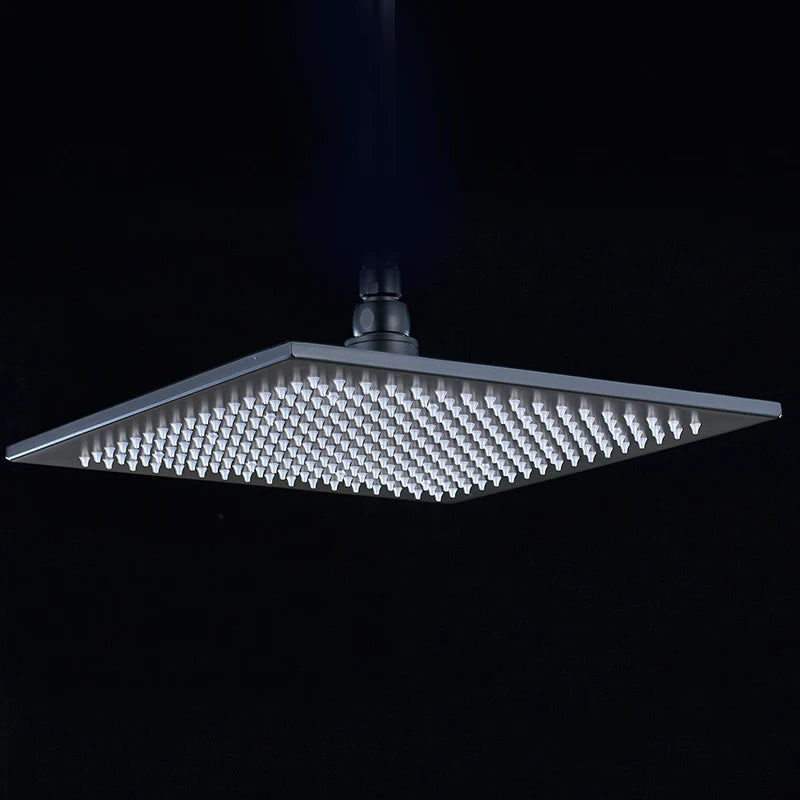 Matte Black 16 Inch Rainfall Shower Head Brass