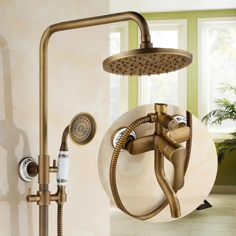 Bathroom Rain Shower Antique Bronze Wall Mounted Bath