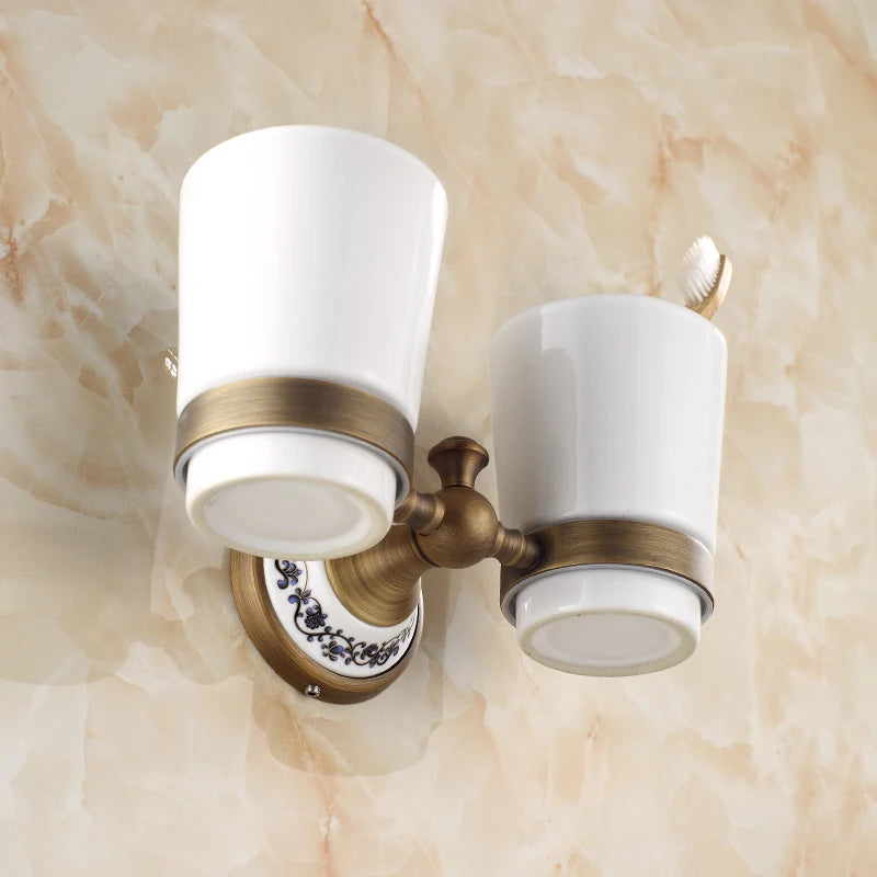 20-Piece Antique Brass Wall Mounted Bathroom Hardware Toilet