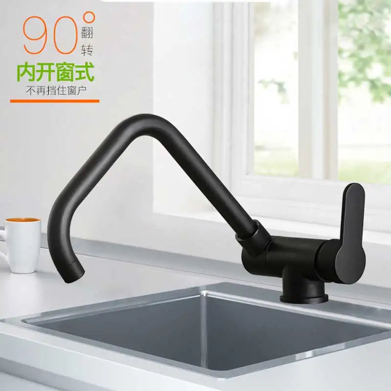 Brushed Gold Sink Faucet 360 Rotation Folding Faucet