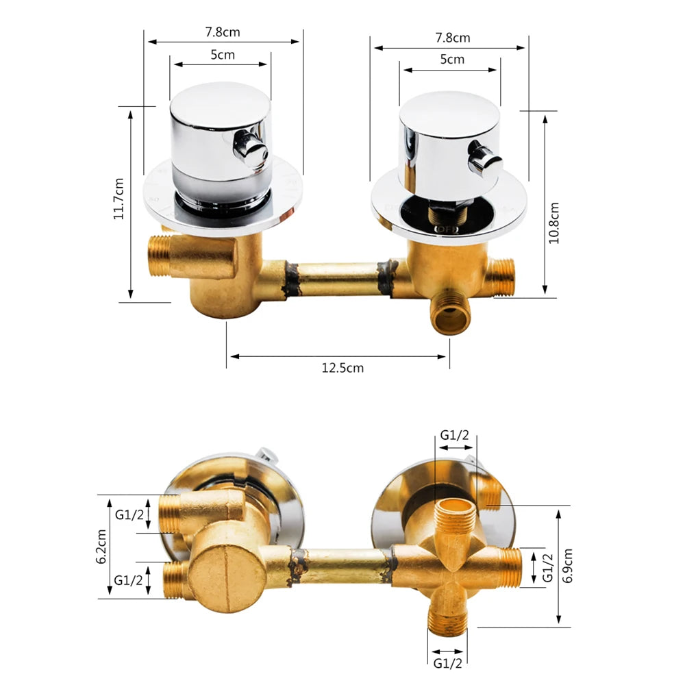 2/3/4/5 Way Output Brass Shower Valve Mixer Thermostatic