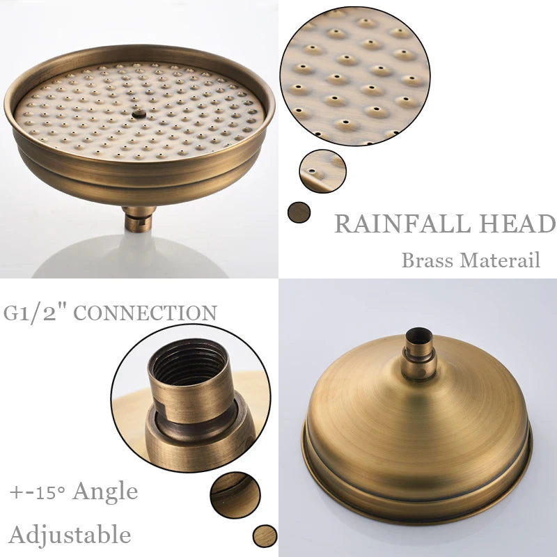 Antique Brass Shower Faucet Handle Bathroom Faucets Wall