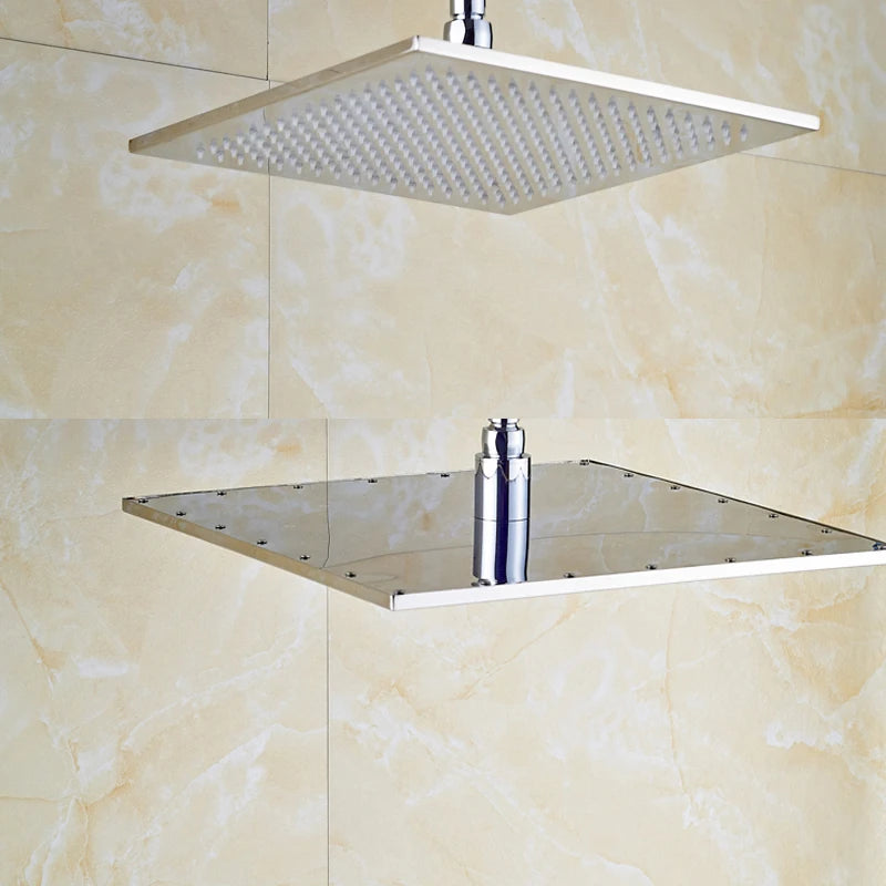 Matte Black 16 Inch Rainfall Shower Head Brass