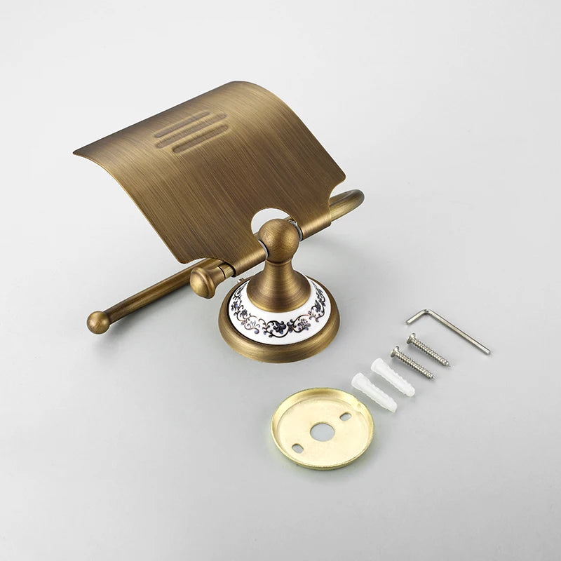 20-Piece Antique Brass Wall Mounted Bathroom Hardware Toilet