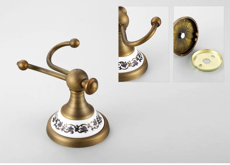 20-Piece Antique Brass Wall Mounted Bathroom Hardware Toilet