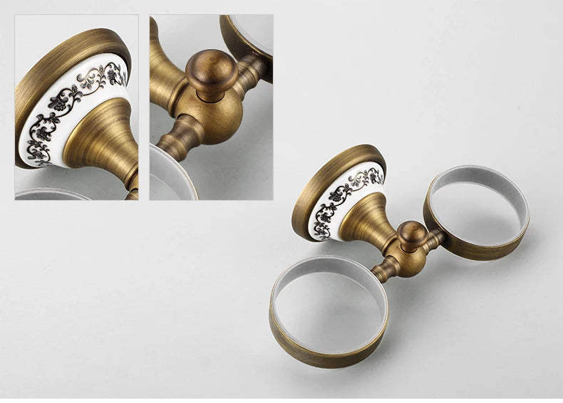 20-Piece Antique Brass Wall Mounted Bathroom Hardware Toilet