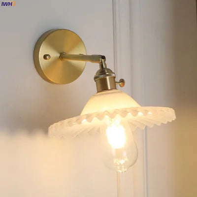 Iwhd Janpan Copper Glass Led Wall Light Fixtures