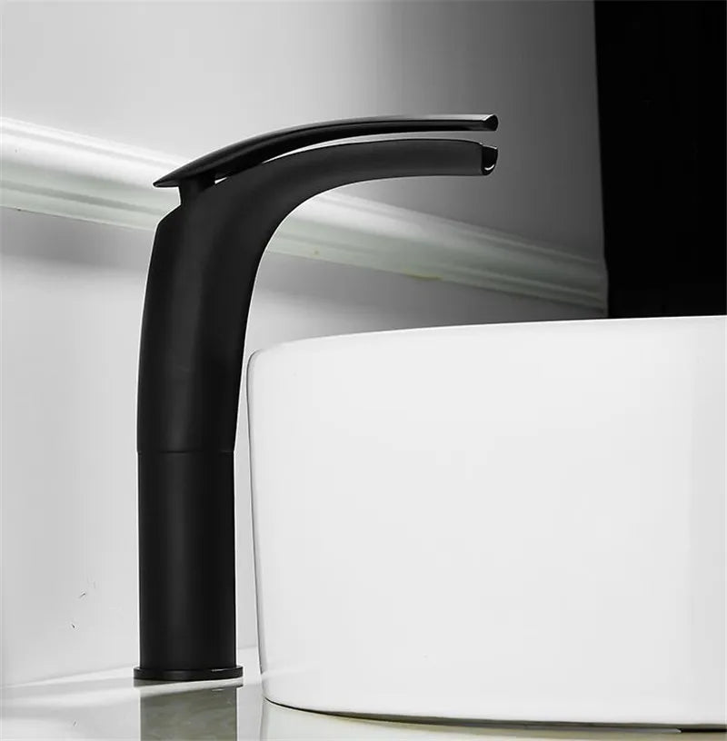 Bathroom Basin Faucet White Black Solid Brass Specail