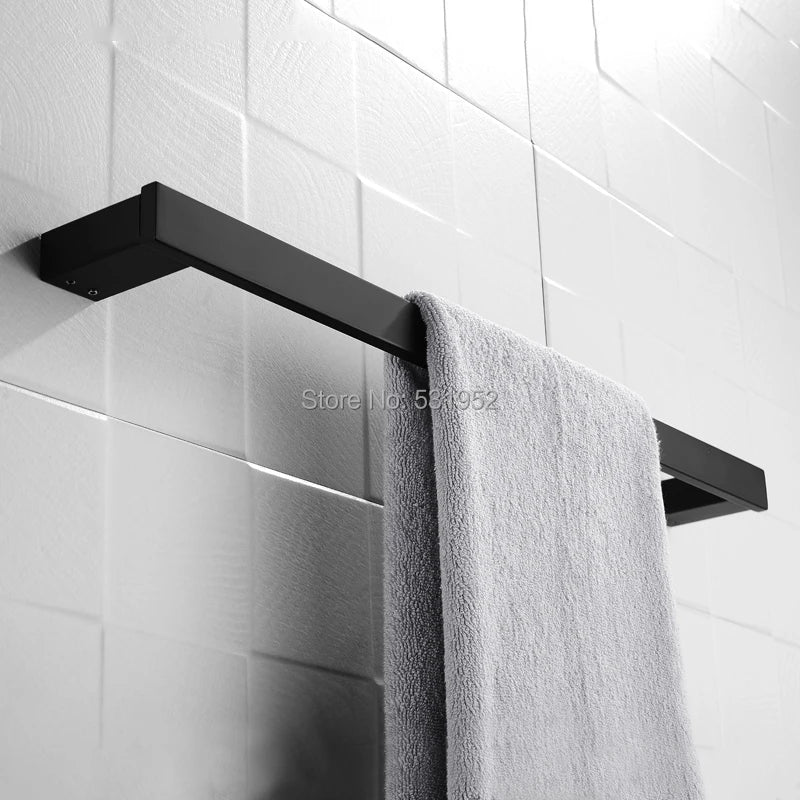 Matte Black Bathroom Hardware Towel Rack Shelf Hook