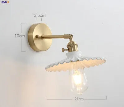 Iwhd Janpan Copper Glass Led Wall Light Fixtures