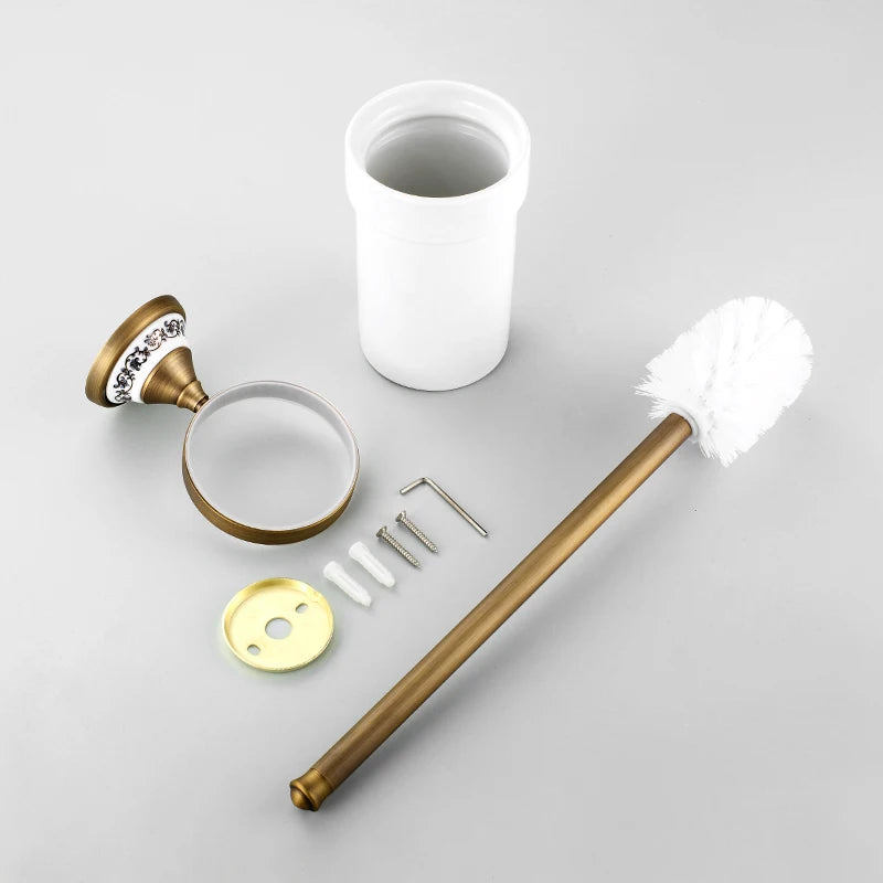 20-Piece Antique Brass Wall Mounted Bathroom Hardware Toilet
