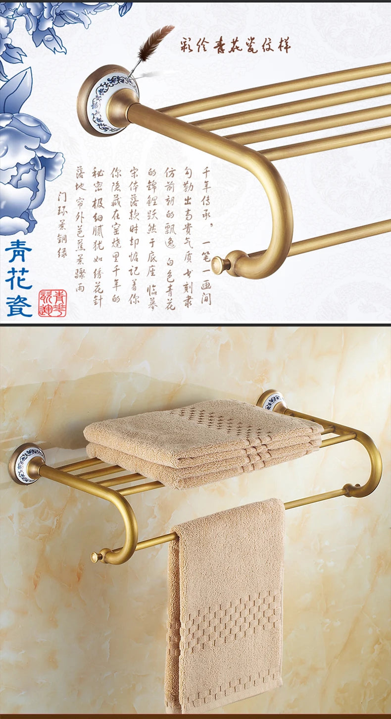 Zgrk Antique Bathroom Carved Brass Hardware Wall Mounted