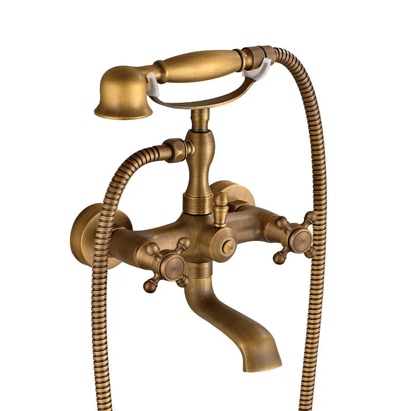 Antique Brass Bathtub Shower Faucet Bronzed Bath Shower