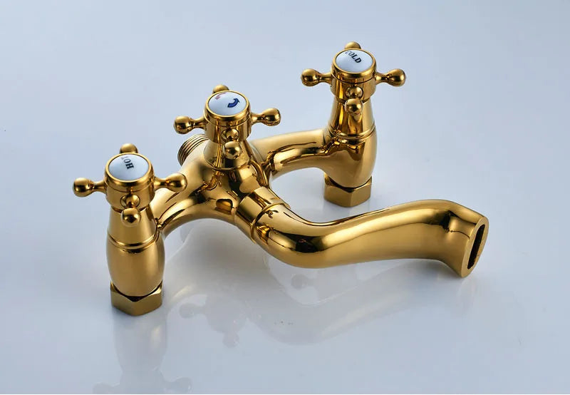 Rozin Retro Style Brass Bathtub Shower Faucet Dual