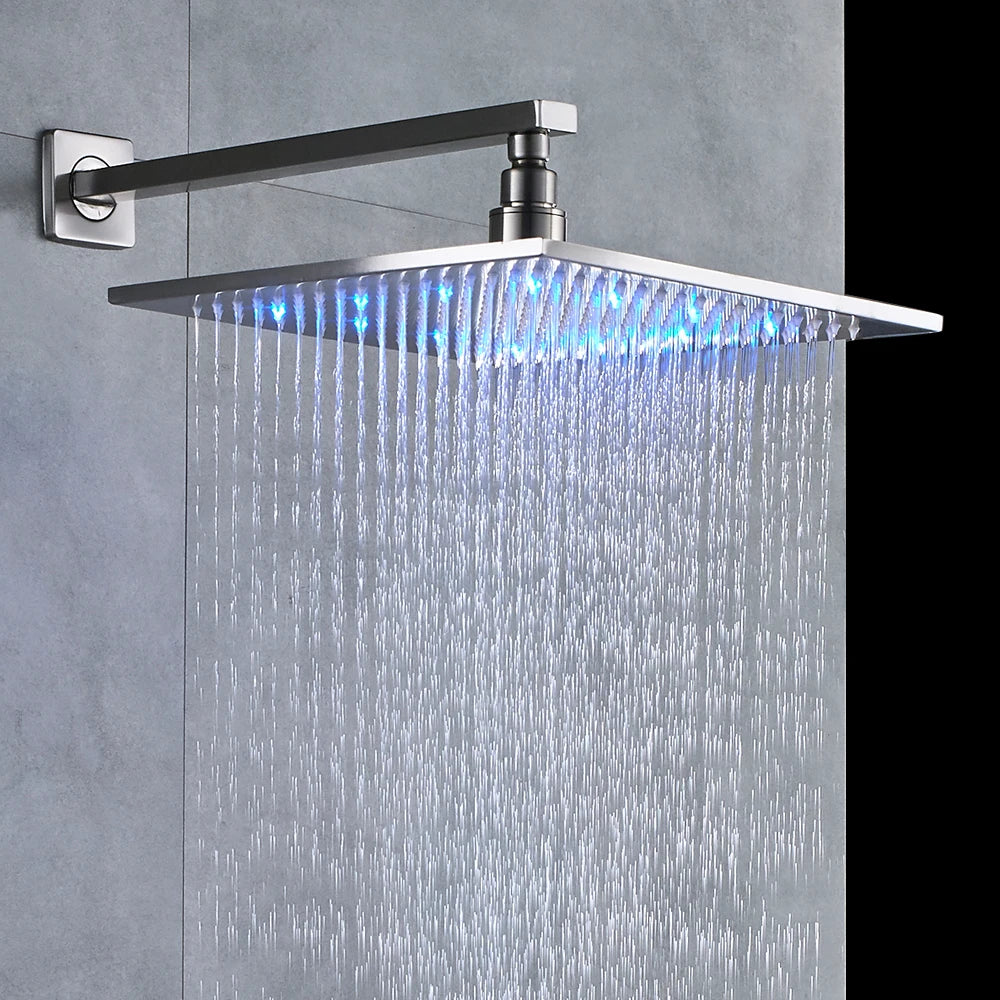 Luxury Brushed Nickel/Chrome/Black Led 16inch Rainfall Shower