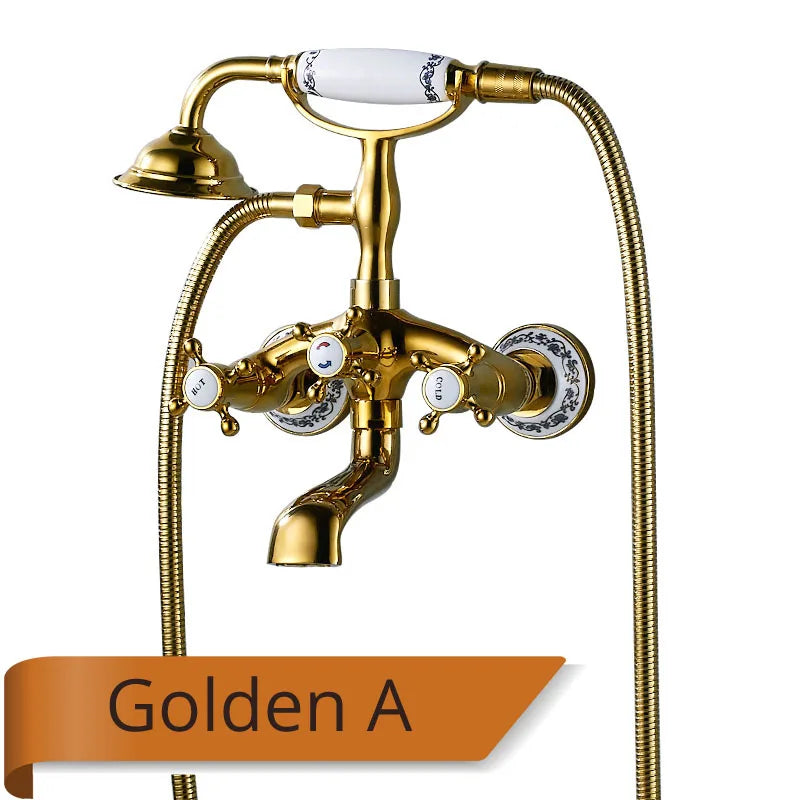 Rozin Retro Style Brass Bathtub Shower Faucet Dual