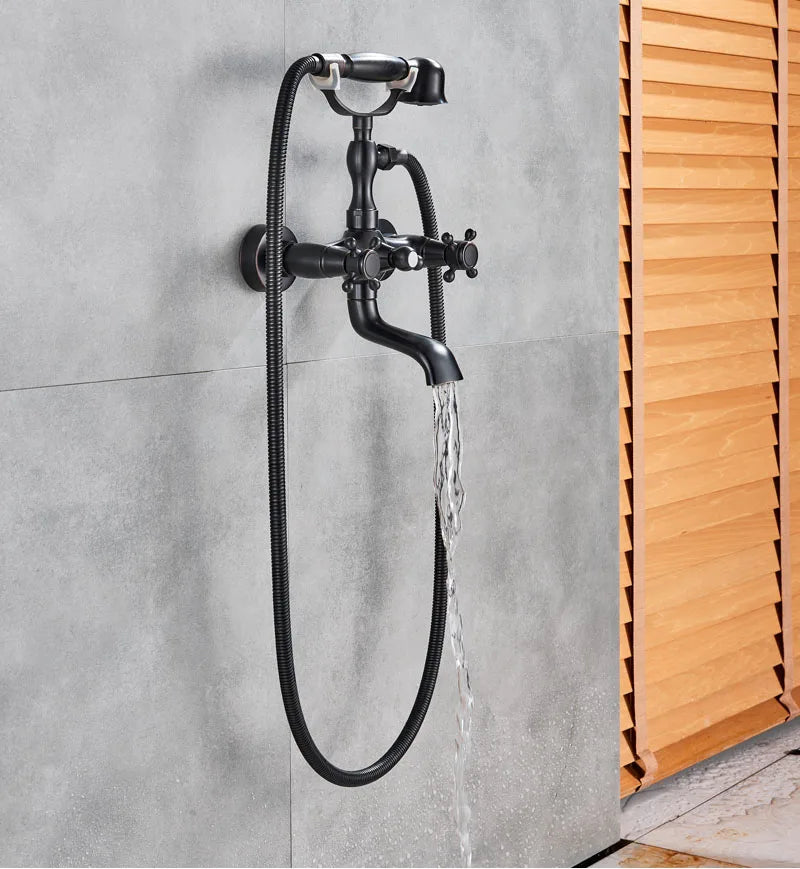 Rozin Retro Style Brass Bathtub Shower Faucet Dual