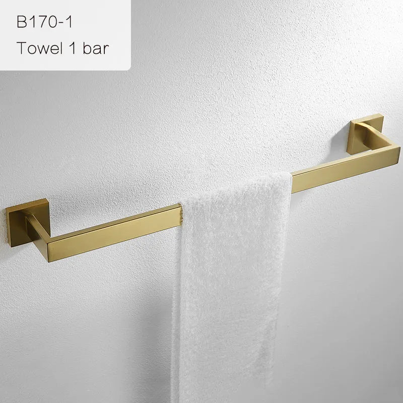 Gold Brushed Bathroom Hardware Towel Bar Rail Toilet