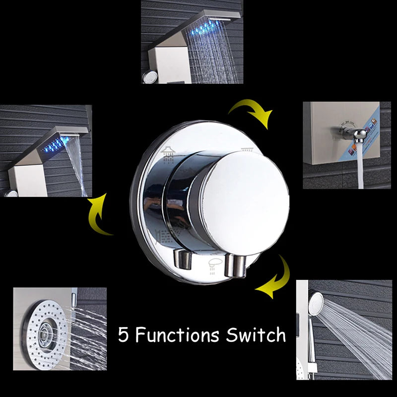 Led Light Bathroom Shower Faucet Led Rainfall Shower
