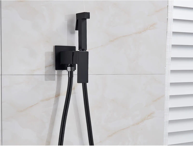 Black/Chrome Toilet Shower Mixer Faucet Cold Water Mixer