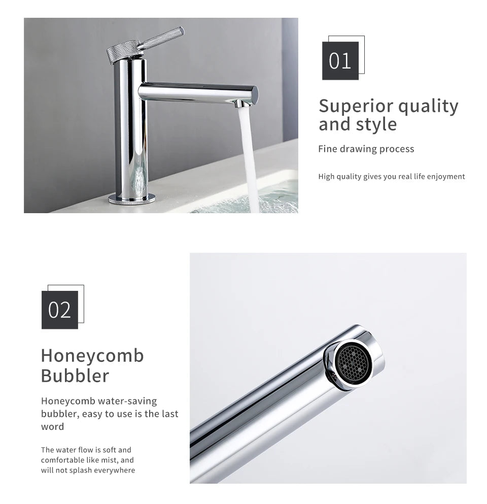 Solid Brass Gold Basin Faucet Hole Handle Cold