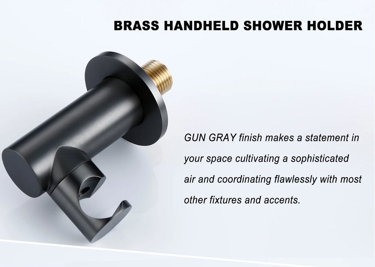 Bagnolux Gun Gray Bath Shower Brass Head Rianfall