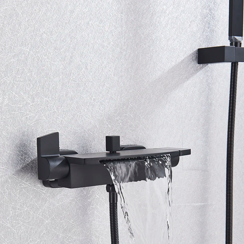 Myqualife Matte Black Bathroom Faucet Function Bathtub Facuet